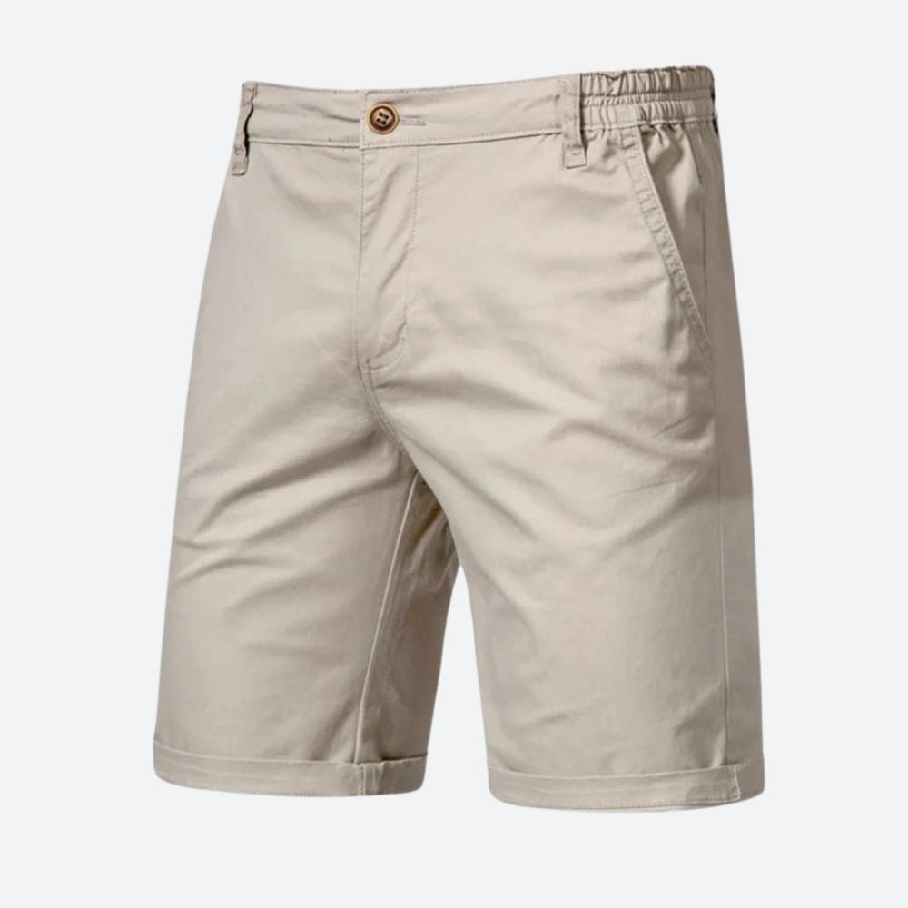 Short Chino Homme Élégant en Coton avec Fermeture à Bouton et Passants de Ceinture