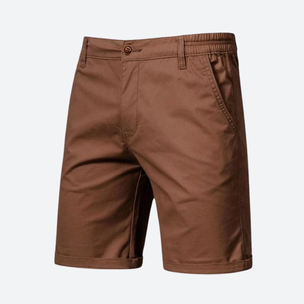 Short Chino Homme Élégant en Coton avec Fermeture à Bouton et Passants de Ceinture