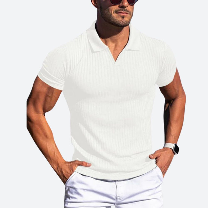 Polo Homme Vert Foncé – Tissu Côtelé Stretch – Coupe Slim Fit – Style Casual Chic & Sportif