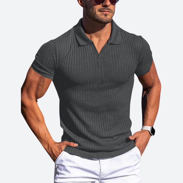 Polo Homme Vert Foncé – Tissu Côtelé Stretch – Coupe Slim Fit – Style Casual Chic & Sportif