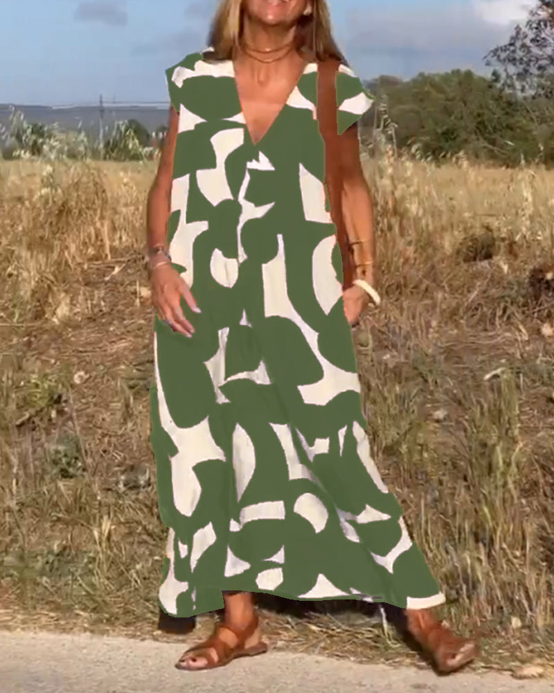Clémence - Robe avec imprimé et col V