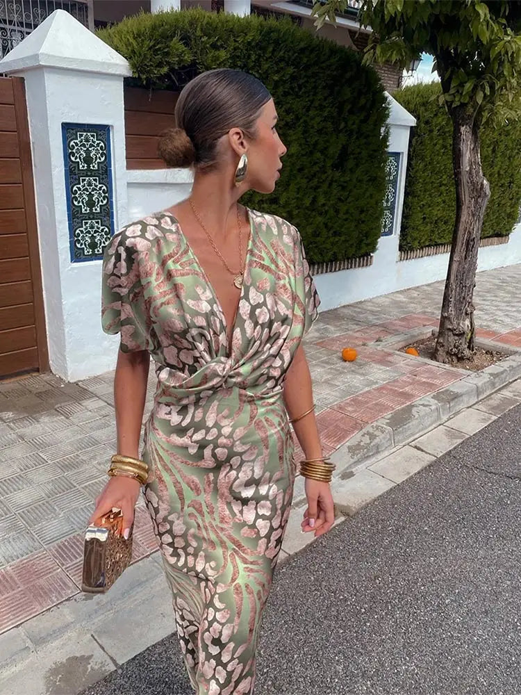 Cosima | Vestito da donna con scollo a V | Verde