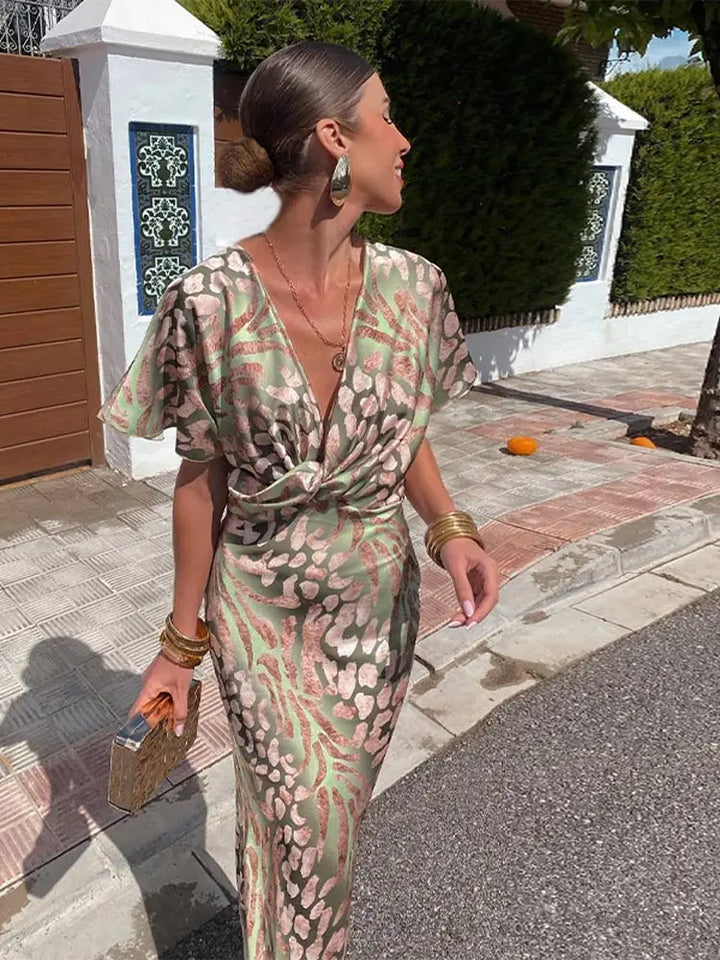 Cosima | Vestito da donna con scollo a V | Verde
