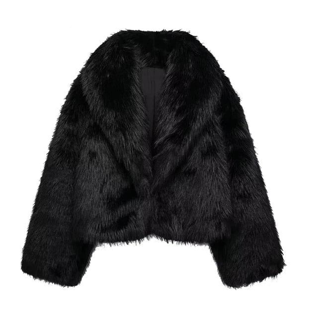 Manteau en fourrure noire Lux