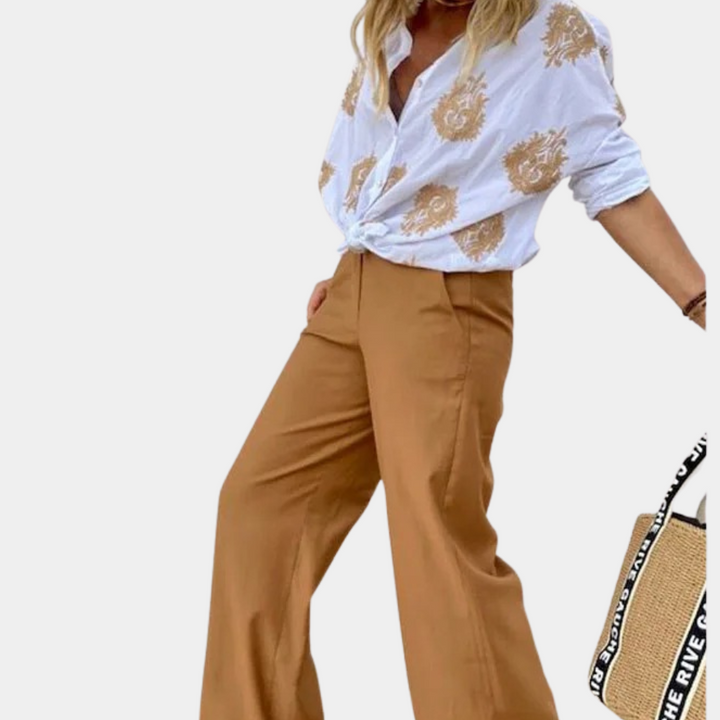 Chemise Femme Décontractée Nouée – Blouse Légère à Motif Soleil pour Look Bohème & Estival