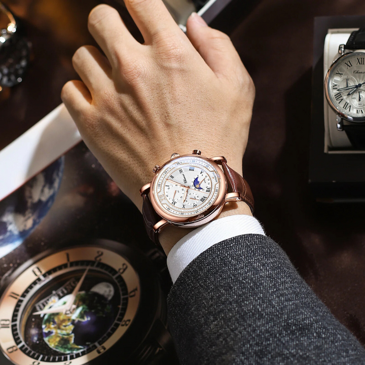 Clément – Elegante Herrenuhr mit Lederarmband, perfekt für alle Gelegenheiten