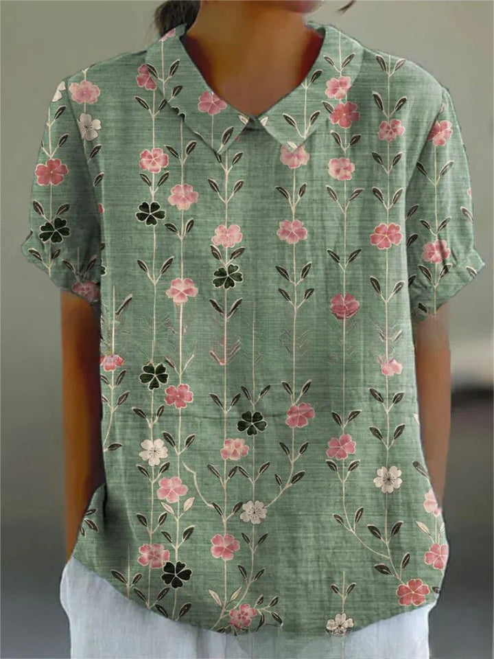 Sommerliche Freizeitblumenhaut für Frauen | Kurze Ärmel