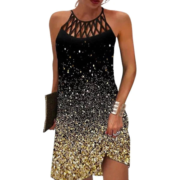 Elegantes Abendkleid mit Pailletten und Rückenausschnitt für Damen | Mini
