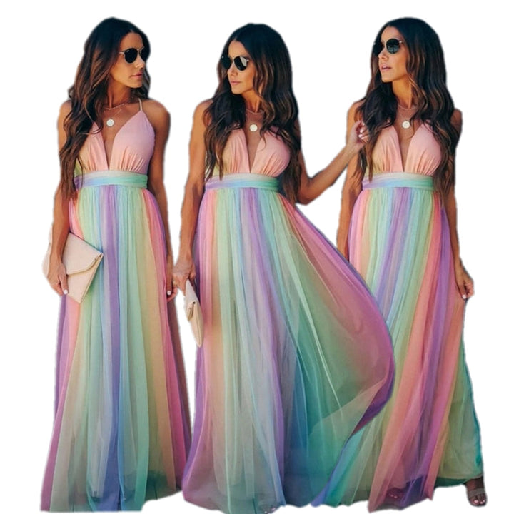 Vestito elegante da donna - Lungo, fluido e con spalline sottili