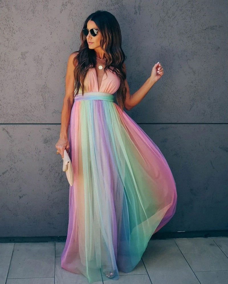 Vestito elegante da donna - Lungo, fluido e con spalline sottili