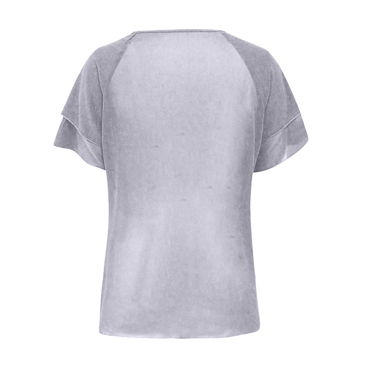 Blouse grande taille femme élégante – T-shirt fluide manches courtes à volants superposés