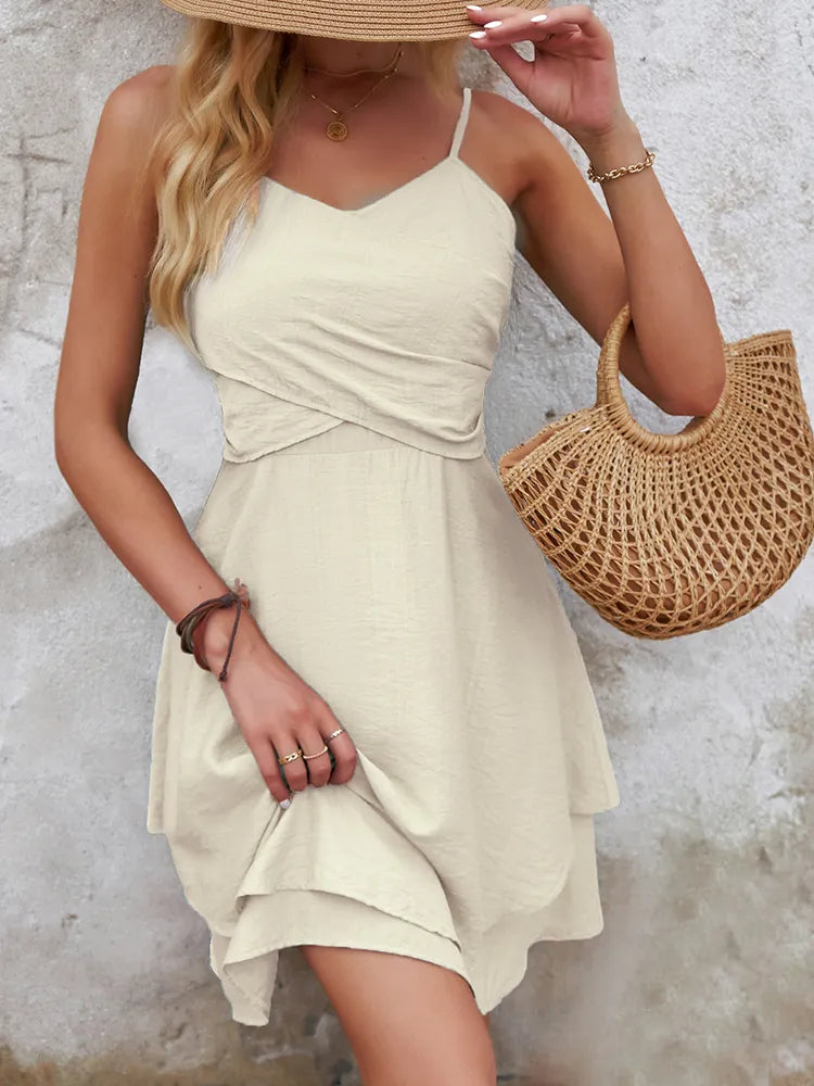 Robe d'Été Courte Femme – Bretelles Fines et Coupe Fluide Chic pour Vacances ou Plage