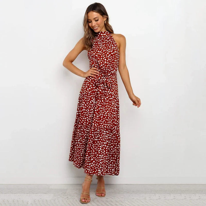 Langes Rückenfreies Kleid mit Punkten
