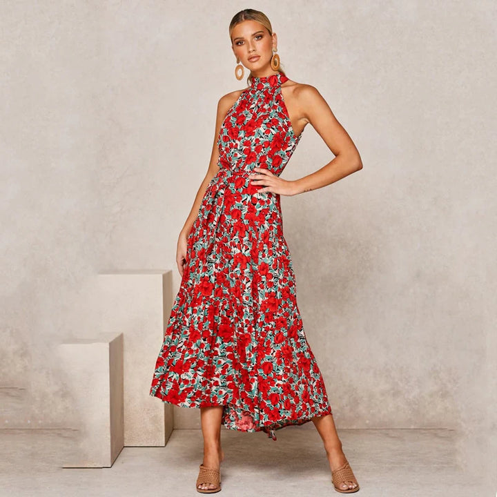Langes Rückenfreies Kleid mit Punkten