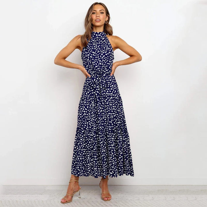 Langes Rückenfreies Kleid mit Punkten