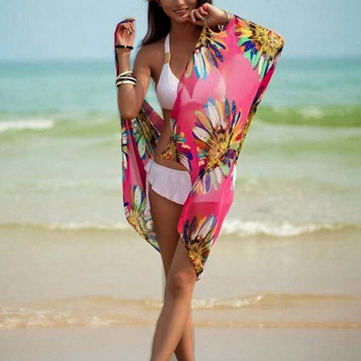 Robe de Plage Fluide à Bretelles et Imprimé Floral Tropical Femmes
