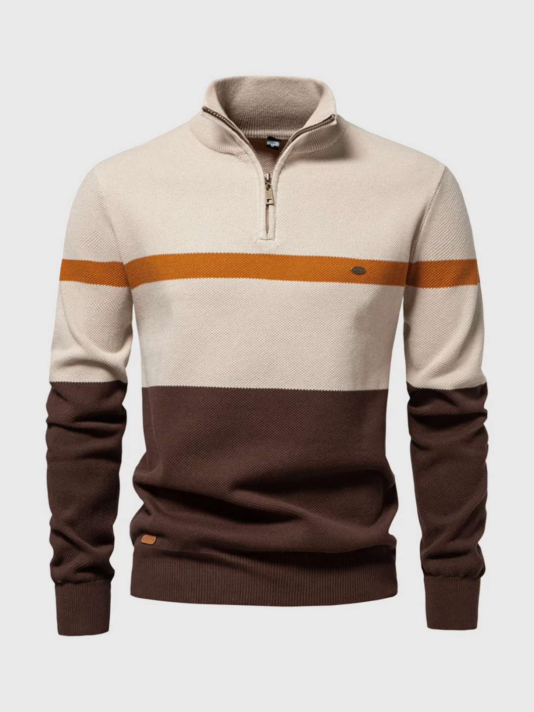 Pull Col Montant Zippé en Maille Texturée pour Homme