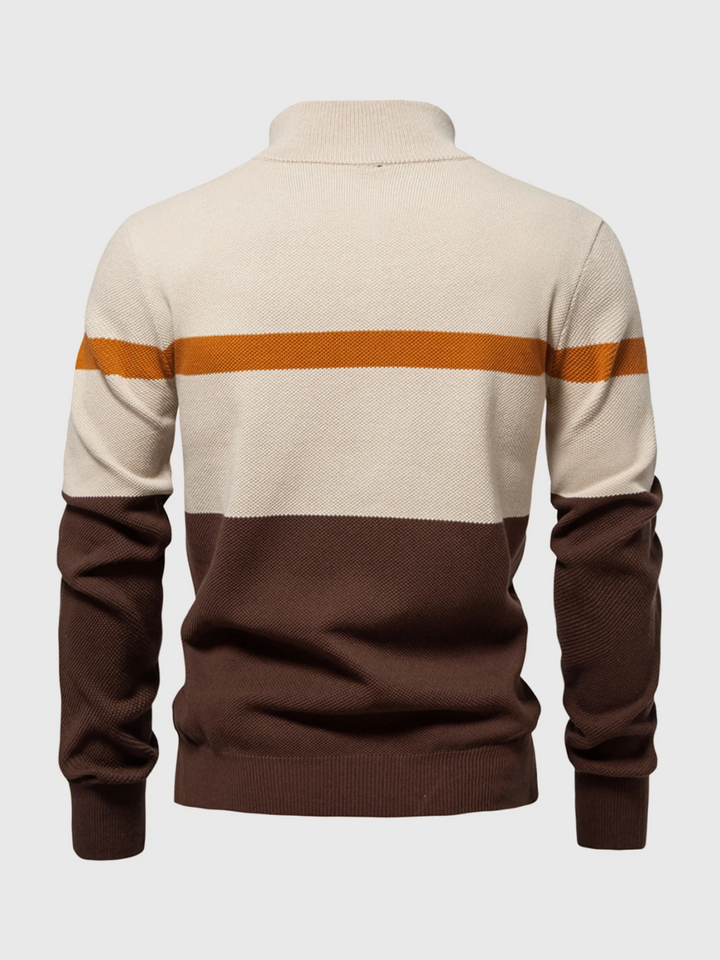 Pull Col Montant Zippé en Maille Texturée pour Homme