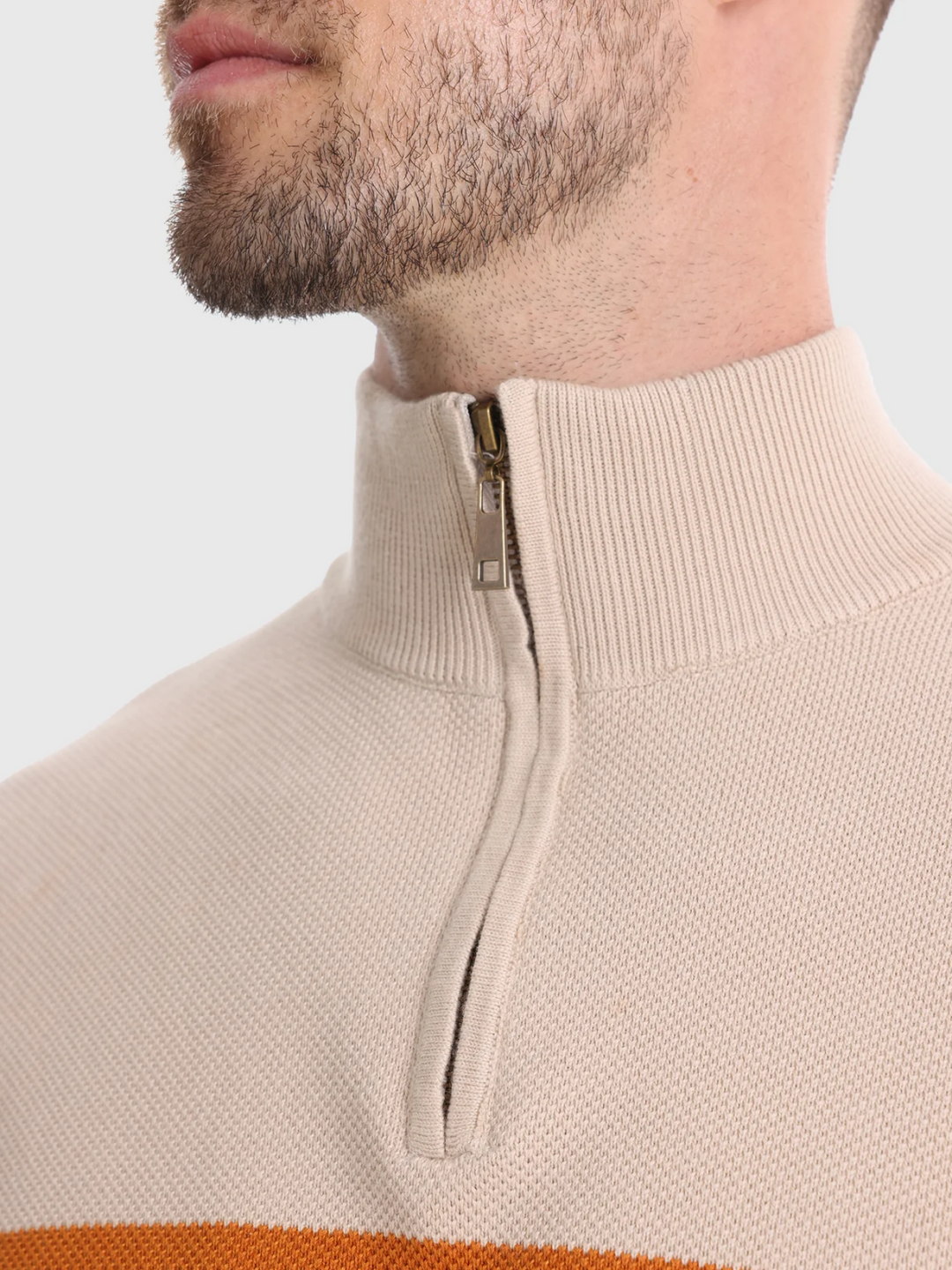 Pull Col Montant Zippé en Maille Texturée pour Homme
