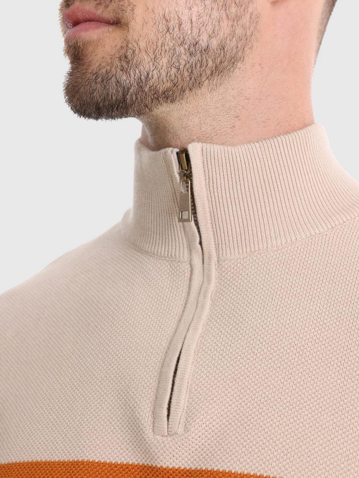 Pull Col Montant Zippé en Maille Texturée pour Homme