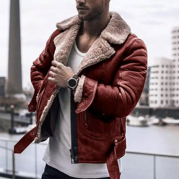 Xavier – Giacca in pelle da uomo con interno in lana calda