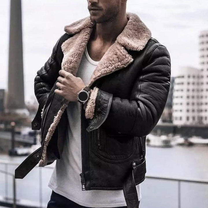 Xavier – Giacca in pelle da uomo con interno in lana calda
