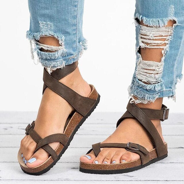 Sandales Femme Orthopédiques Confort – Semelle Liège – Lanières Réglables – Look Décontracté Été