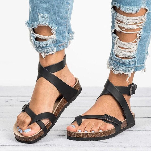 Sandales Femme Orthopédiques Confort – Semelle Liège – Lanières Réglables – Look Décontracté Été