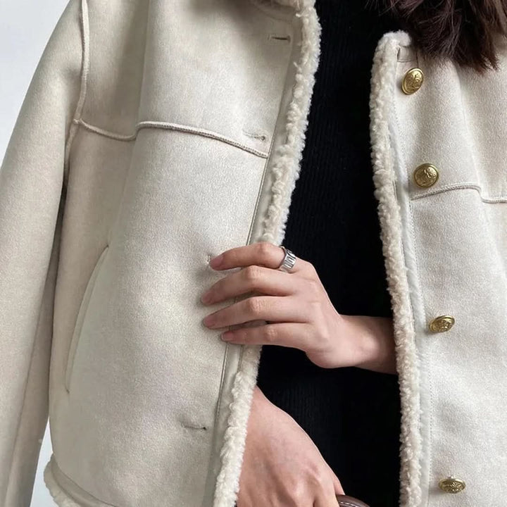 Veste doublée de peau de mouton élégante, douce et confortable pour femme