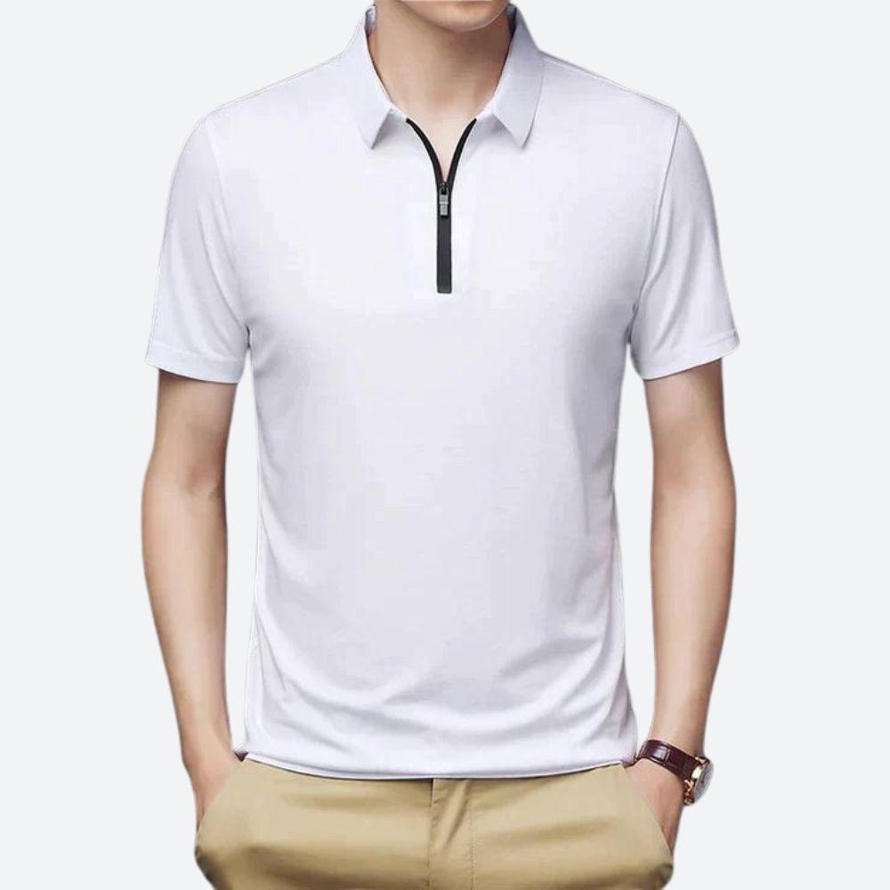 Polo Homme Zippé – Tissu Respirant & Stretch – Design Moderne Casual Chic – Look Élégant & Confortable