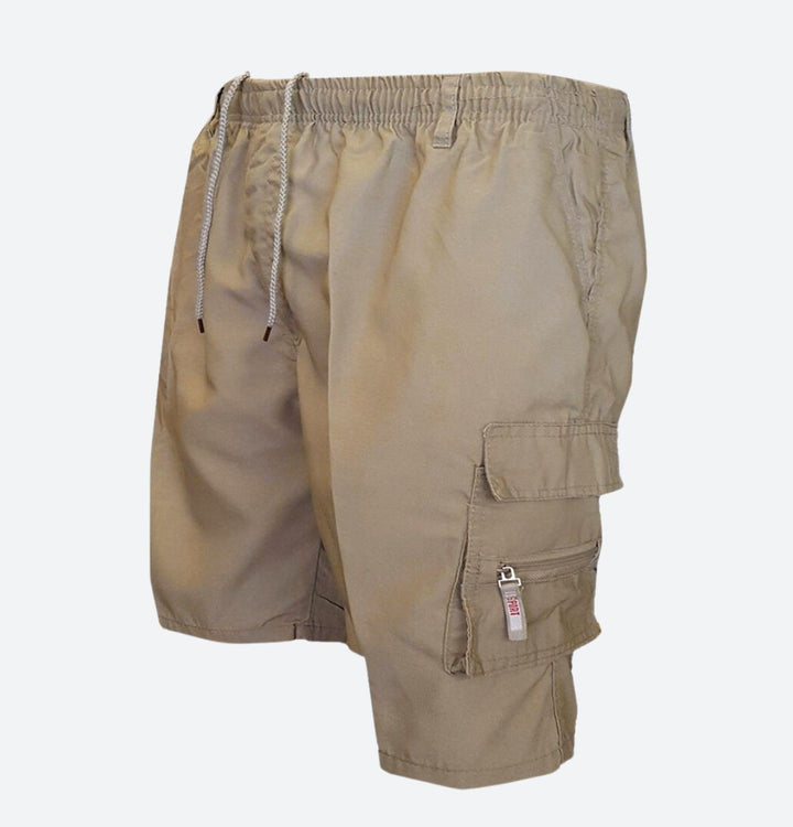 Short Cargo Homme avec Taille Élastique et Poches Multiples Zippées