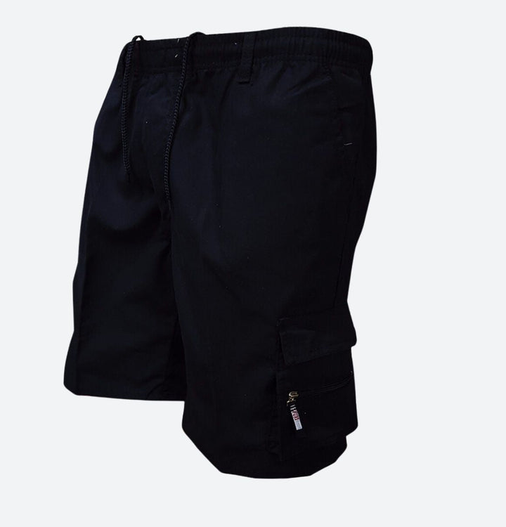 Short Cargo Homme avec Taille Élastique et Poches Multiples Zippées