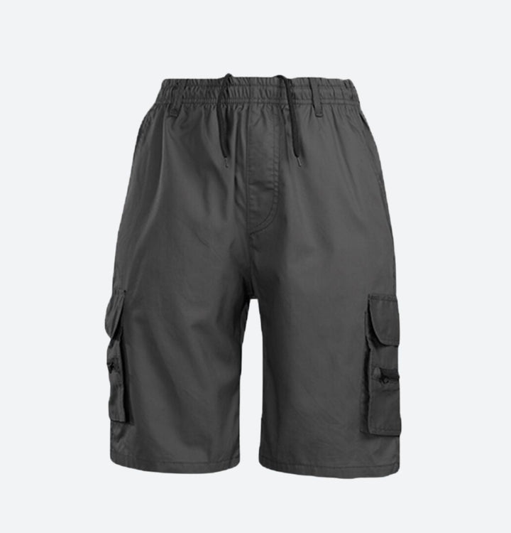 Short Cargo Homme avec Taille Élastique et Poches Multiples Zippées