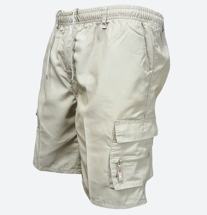 Short Cargo Homme avec Taille Élastique et Poches Multiples Zippées