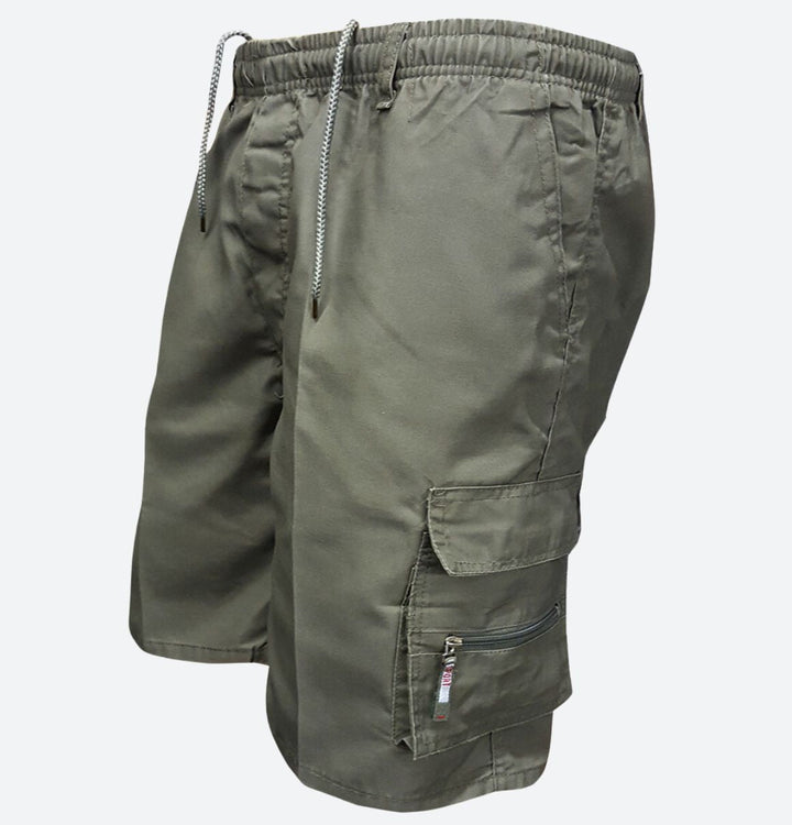 Short Cargo Homme avec Taille Élastique et Poches Multiples Zippées