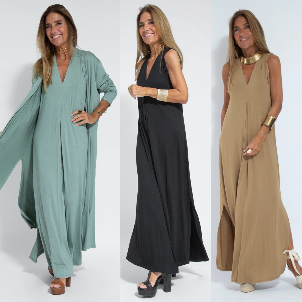 Eva Ensemble Élégance Suprême – Abito Lungo Snellente & Gilet Chic