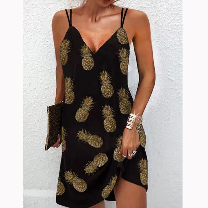 Robe Courte à Bretelles Imprimé Plumes – Look Léger et Bohème pour Été et Vacances