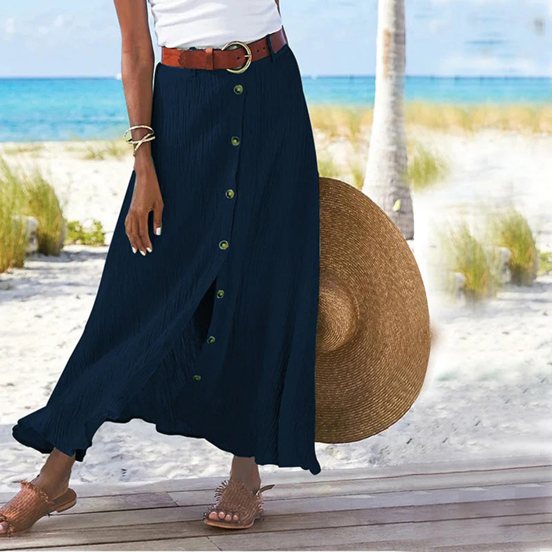 Gonna Lunga Donna con Bottoni – Stile Bohemien Casual per Estate & Vacanze