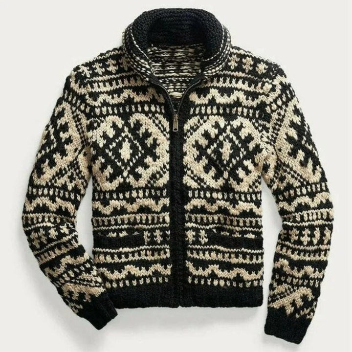 Asher | Cardigan norvegese Finn lavorato a maglia a mano