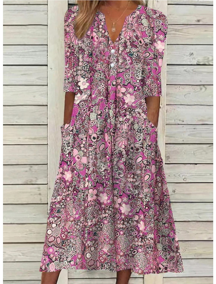 Vestito estivo elegante da donna - Scollo a V, comodo e versatile per tutte le occasioni