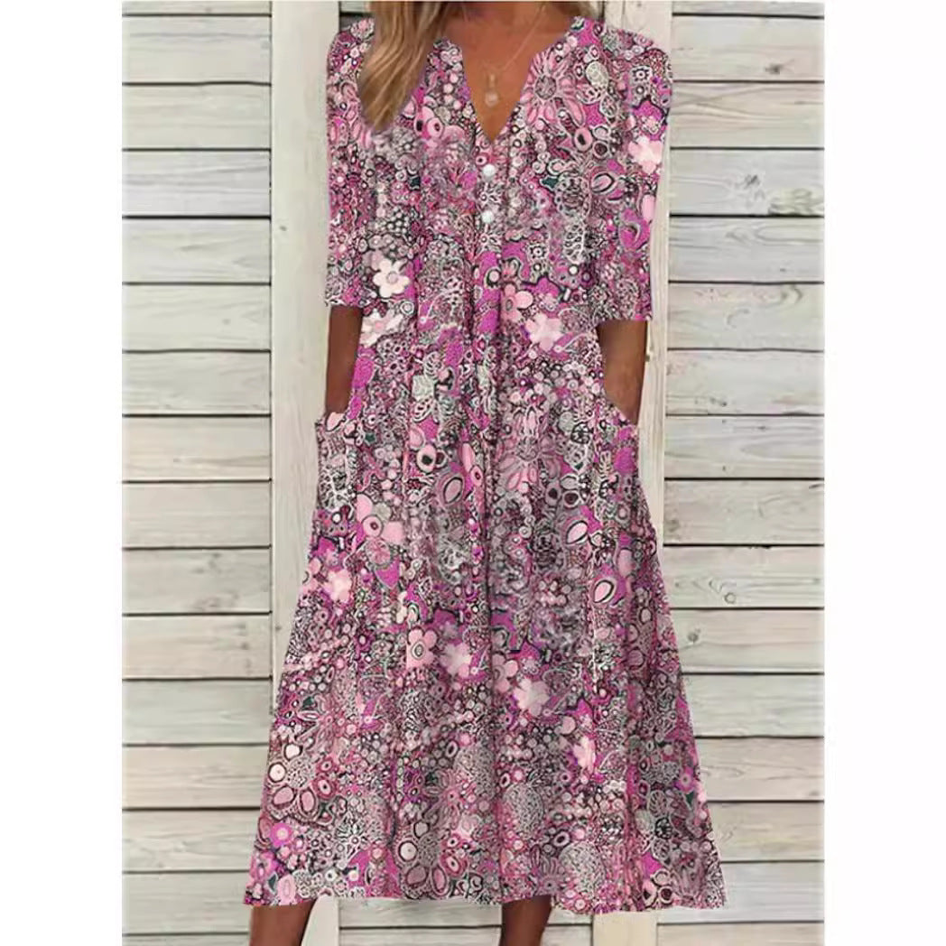 Vestito estivo elegante da donna - Scollo a V, comodo e versatile per tutte le occasioni