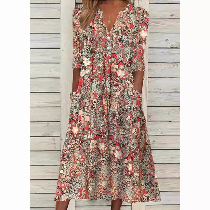 Vestito estivo elegante da donna - Scollo a V, comodo e versatile per tutte le occasioni