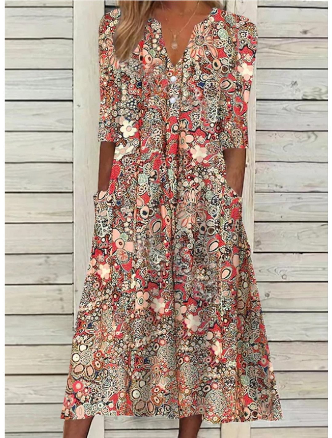 Vestito estivo elegante da donna - Scollo a V, comodo e versatile per tutte le occasioni