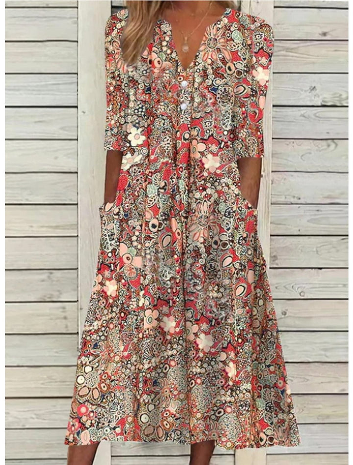Vestito estivo elegante da donna - Scollo a V, comodo e versatile per tutte le occasioni