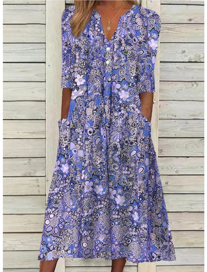 Vestito estivo elegante da donna - Scollo a V, comodo e versatile per tutte le occasioni