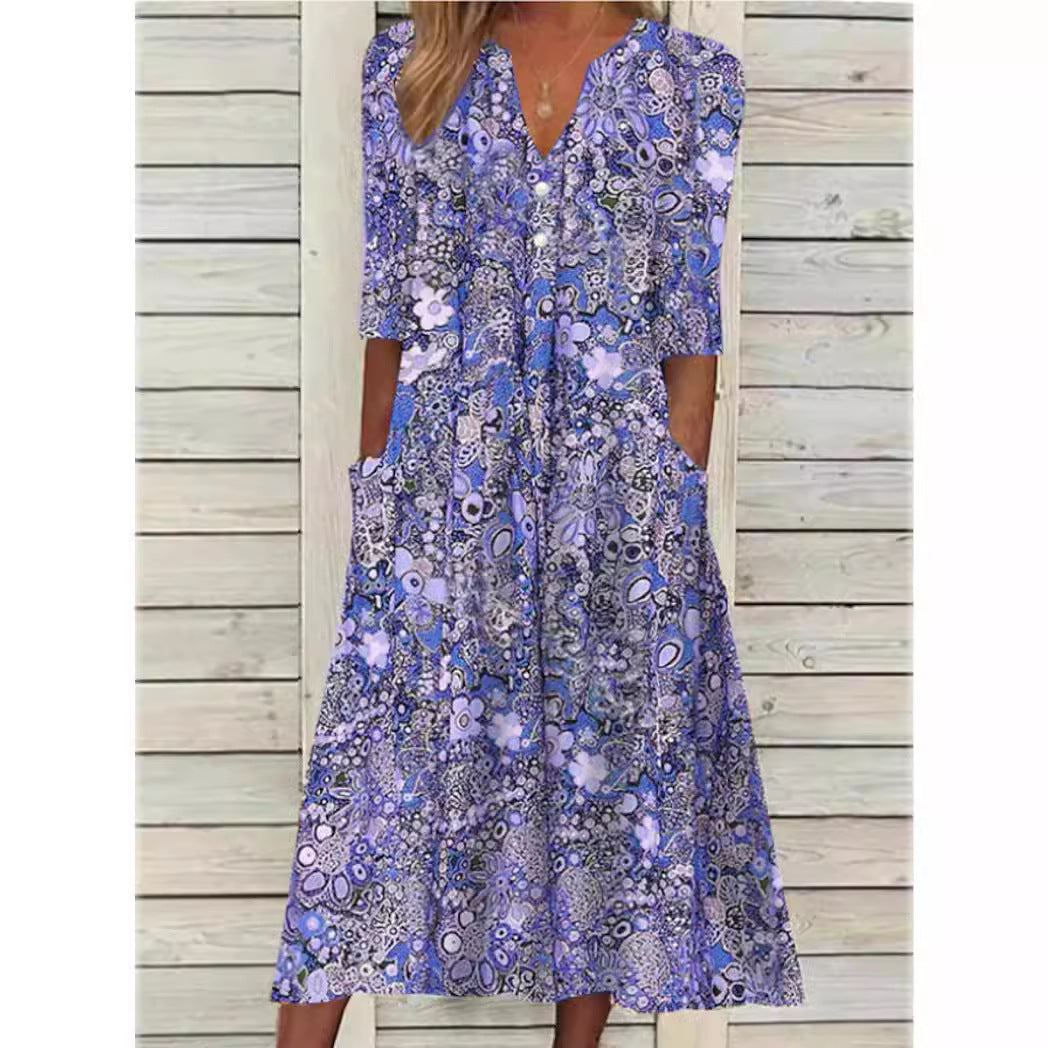 Vestito estivo elegante da donna - Scollo a V, comodo e versatile per tutte le occasioni