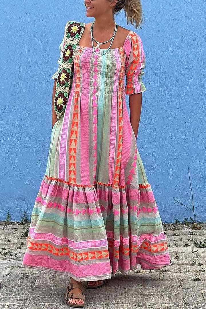 Vestito estivo affascinante per donne - Vestito elegante con scollo rotondo