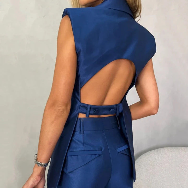 Janice | Completo gilet e pantaloni mercerizzati alla moda senza schiena