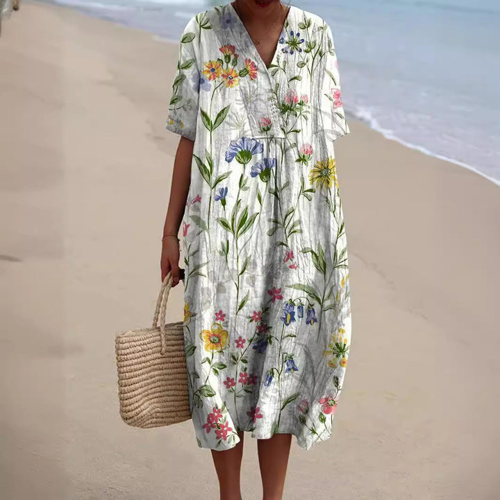 Robe d'Été Fleurie en Coton Premium pour Femmes – Confort et Élégance pour Vos Journées Estivales
