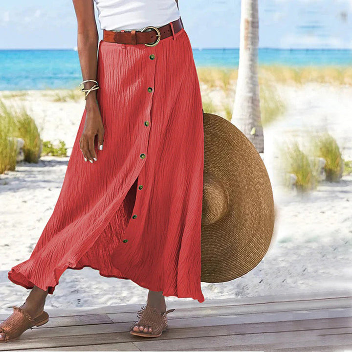 Gonna Lunga Donna con Bottoni – Stile Bohemien Casual per Estate & Vacanze